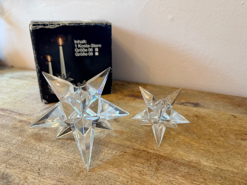 2 Rosenthal Studio Line Kosta Star Crystal Candle Holders Vicke Lindstrand